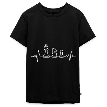 Schach-Herzschlag-Shirt - Teenager Premium Bio T-Shirt - Schwarz - Vorne - AI Model Teenager Male light (155cm)