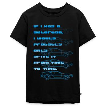 Delorean Time Driving Future Back Zeitreise Movie - Teenager Premium Bio T-Shirt - Schwarz - Vorne - AI Model Teenager Male light (155cm)