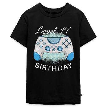 Level 17 Birthday Play Birthday Present - Teenager Premium Bio T-Shirt - Schwarz - Vorne - AI Model Teenager Male light (155cm)