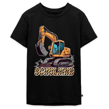 Schulkind - Baustelle und Bagger Einschulung - Teenager Premium Bio T-Shirt - Schwarz - Vorne - AI Model Teenager Male light (155cm)