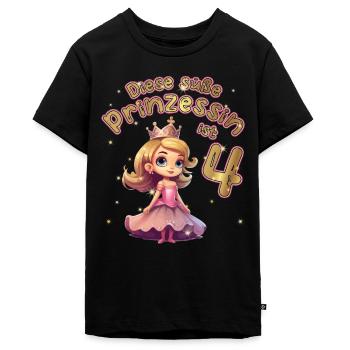 Diese kleine Prinzessin ist 4 - 4. Geburtstag - Teenager Premium Bio T-Shirt - Schwarz - Vorne - AI Model Teenager Male light (155cm)