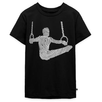 Turner Gymnastik Ringeturnen Fingerabdruck Jungen - Teenager Premium Bio T-Shirt - Schwarz - Vorne - AI Model Teenager Male light (155cm)