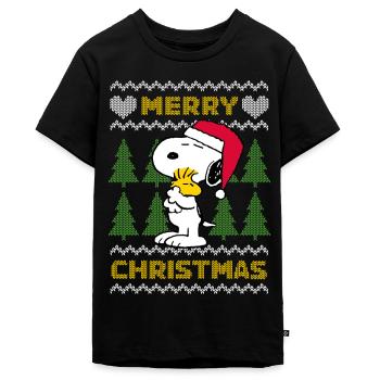 Jordnødder Snoopy Weihnachten Grim jul - Teenager Premium økologisk T-shirt - sort - Foran - AI Model Teenager Male light (155cm)