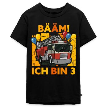 3. Geburtstag 3 Jahre Drei Geschenk Feuerwehr Auto - Teenager Premium Bio T-Shirt - Schwarz - Vorne - AI Model Teenager Male light (155cm)