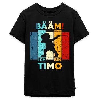 Timo Geschenk Name Vorname Geburtstag - Teenager Premium Bio T-Shirt - Schwarz - Vorne - AI Model Teenager Male light (155cm)