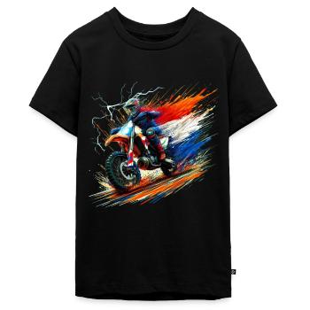 Niederländische Farben Motorrad T-Shirts Niederländisch - Teenager Premium Bio T-Shirt - Schwarz - Vorne - AI Model Teenager Male light (155cm)