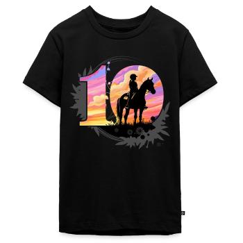 10. Geburtstag Pferde Reiten 10 Jahre Mädchen - Teenager Premium Bio T-Shirt - Schwarz - Vorne - AI Model Teenager Male light (155cm)