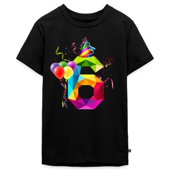 6. GEBURTSTAG - GEBURTSTAGSKIND - 6 JAHRE ALT - Teenager Premium Bio T-Shirt - Schwarz - Vorne - AI Model Teenager Male light (155cm)