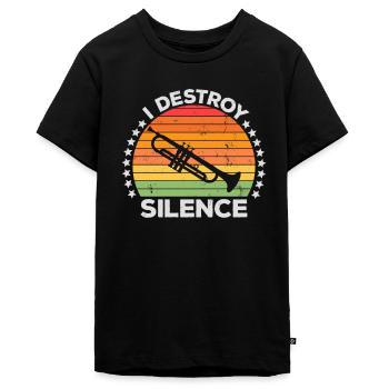 I Destroy Silence Marching Band Trompete Trompeter - Teenager Premium Bio T-Shirt - Schwarz - Vorne - AI Model Teenager Male light (155cm)