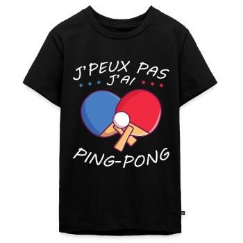 J'peux pas J'ai Ping pong Humour Cadeau - T-shirt Premium bio Ado - noir - Devant - AI Model Teenager Male light (155cm)