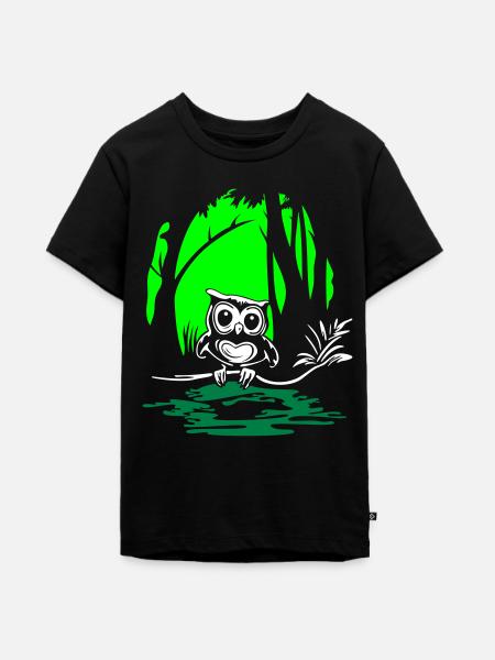 Eulen im Sumpf - Teenager Premium Bio T-Shirt - Schwarz