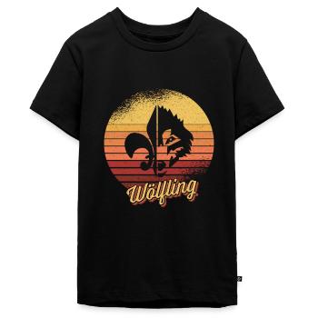 Wölfling Pfadfinder Retro Lilie für Wölflinge - Teenager Premium Bio T-Shirt - Schwarz - Vorne - AI Model Teenager Male light (155cm)