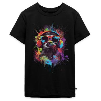 Faultier - Teenager Premium Bio T-Shirt - Schwarz - Vorne - AI Model Teenager Male light (155cm)