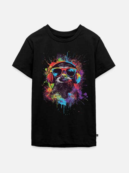 Faultier - Teenager Premium Bio T-Shirt - Schwarz