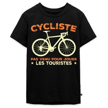 Cycliste Cadeau Humour Personnalisé - T-shirt Premium bio Ado - noir - Devant - AI Model Teenager Male light (155cm)