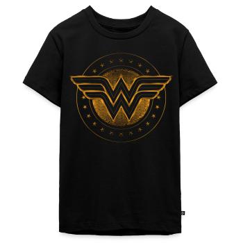 DC Comics Wonder Woman Classic Logo Gold - Teenager Premium Organic T-Shirt - black - Front - AI Model Teenager Male light (155cm)