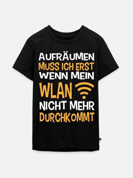 WLAN Aufräumen - Teenager Premium Bio T-Shirt - Schwarz