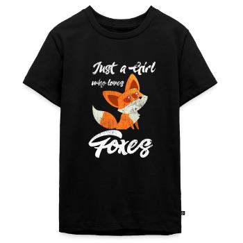 Nur ein Mädchen, das Füchse liebt - Teenager Premium Bio T-Shirt - Schwarz - Vorne - AI Model Teenager Male light (155cm)