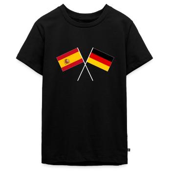 Spanien Deutschland Freundschaft gekreuzte Fahne - Teenager Premium Bio T-Shirt - Schwarz - Vorne - AI Model Teenager Male light (155cm)