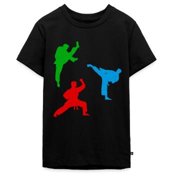 Karate silhouettes Karate fighter - Teenager Premium Bio T-Shirt - Schwarz - Vorne - AI Model Teenager Male light (155cm)