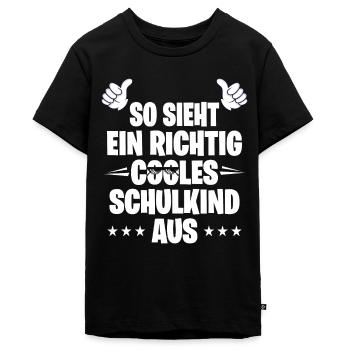 Einschulung Schultüte Geschenk Cooles Schulkind - Teenager Premium Bio T-Shirt - Schwarz - Vorne - AI Model Teenager Male light (155cm)