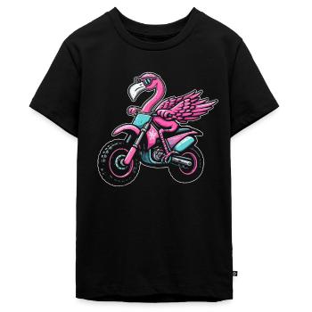 Flamingo Dirtbike Flamingo Motocross Flamingo - Teenager Premium Bio T-Shirt - Schwarz - Vorne - AI Model Teenager Male light (155cm)