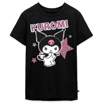 Kuromi Mit Schriftzug Und Sternen Im Leo Stile - Teenager Premium Bio T-Shirt - Schwarz - Vorne - AI Model Teenager Male light (155cm)