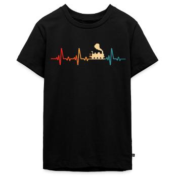 modelleisenbahn retro eisenbahn lokomotive - Teenager Premium Bio T-Shirt - Schwarz - Vorne - AI Model Teenager Male light (155cm)