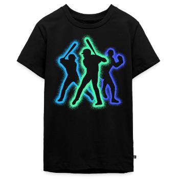 Baseball Baseballer Silhouettes Joueur de Baseball - T-shirt Premium bio Ado - noir - Devant - AI Model Teenager Male light (155cm)