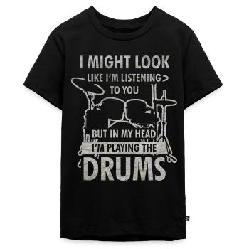 Schlagzeug Schlagzeuger Musiker Musik Geschenk - Teenager Premium Bio T-Shirt - Schwarz - Vorne - AI Model Teenager Male light (155cm)