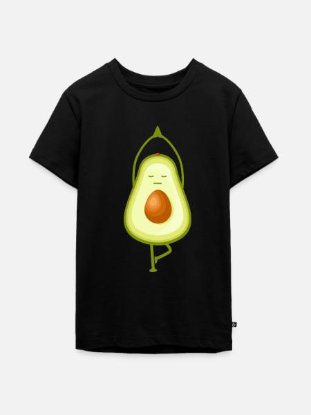 Avocado Yoga - Teenager Premium Bio T-Shirt - Schwarz