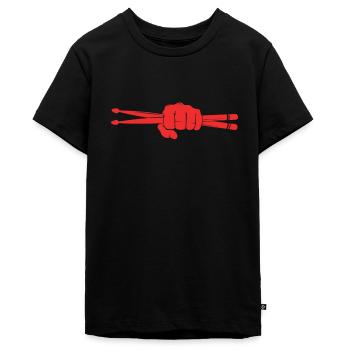 Schlagzeuger Schlagzeug Drummer Drumstick Geschenk - Teenager Premium Bio T-Shirt - Schwarz - Vorne - AI Model Teenager Male light (155cm)