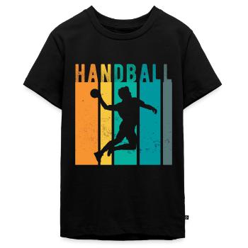 Handball Handballspieler Handballer - Retro - Teenager Premium Bio T-Shirt - Schwarz - Vorne - AI Model Teenager Male light (155cm)
