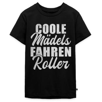 Coole Mädels Fahren Roller Rollerfahrer - Teenager Premium Bio T-Shirt - Schwarz - Vorne - AI Model Teenager Male light (155cm)