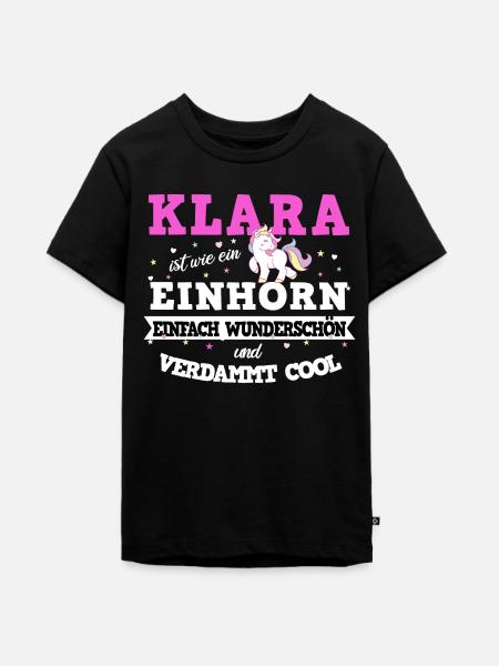 Klara Mädchen Frauen Geschenk - Teenager Premium Bio T-Shirt - Schwarz