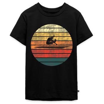 Weitsprung Sonnenuntergang Passion - Teenager Premium Bio T-Shirt - Schwarz - Vorne - AI Model Teenager Male light (155cm)