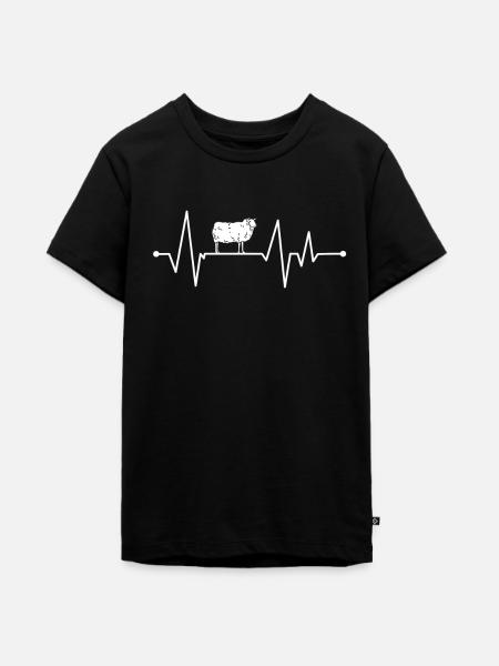Schaf Herzschlag Bauer Schäfer Schafhirte - Teenager Premium Bio T-Shirt - Schwarz