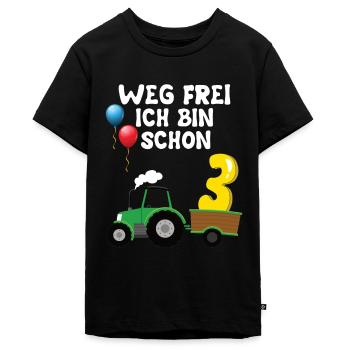 Trecker 3. Geburtstag Weg frei ich bin schon 3 - Teenager Premium Bio T-Shirt - Schwarz - Vorne - AI Model Teenager Male light (155cm)