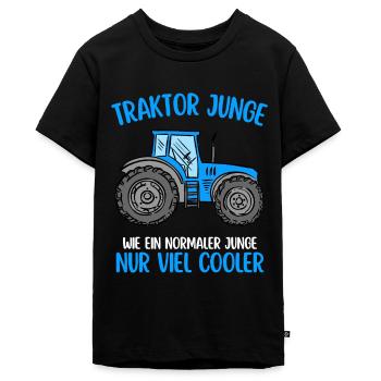 Traktor Junge Landwirt Trecker - Teenager Premium Bio T-Shirt - Schwarz - Vorne - AI Model Teenager Male light (155cm)