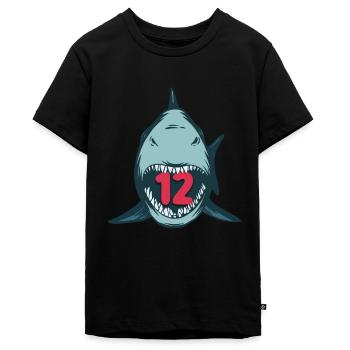 Megalodon Hai 12. Geburtstag 12 Jahre Megalodon - Teenager Premium Bio T-Shirt - Schwarz - Vorne - AI Model Teenager Male light (155cm)