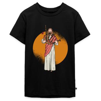 Jésus joue de la cornemuse - Ecossais - T-shirt Premium bio Ado - noir - Devant - AI Model Teenager Male light (155cm)