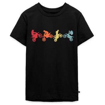 Motocross Motorrad Retro T-Shirt Motorsport - Teenager Premium Bio T-Shirt - Schwarz - Vorne - AI Model Teenager Male light (155cm)