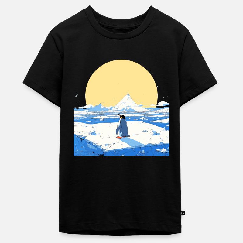 Pingouin Paysage Glacé Pingouin Mignon - T-shirt Premium bio Ado - noir
