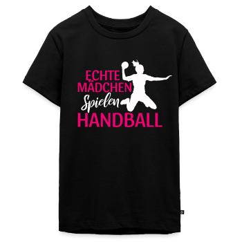 Handball Handballspieler Sport - Teenager Premium Bio T-Shirt - Schwarz - Vorne - AI Model Teenager Male light (155cm)