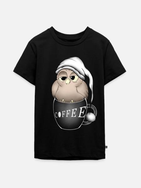 Eule - Teenager Premium Bio T-Shirt - Schwarz