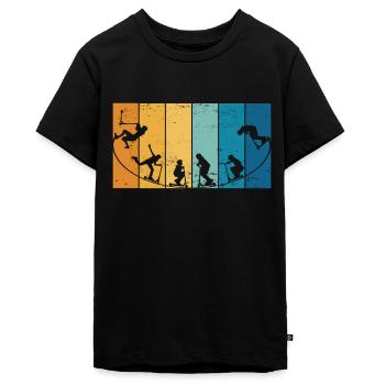 Tretroller Stuntscooter Skaterrampe Tretroller - Teenager Premium Bio T-Shirt - Schwarz - Vorne - AI Model Teenager Male light (155cm)