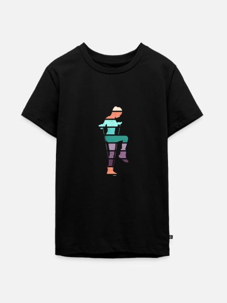 Retro Rope Jumping - Teenager Premium Bio T-Shirt - Schwarz