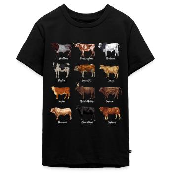 Rinder Zeichnungen - Kuhmotiv - Teenager Premium Bio T-Shirt - Schwarz - Vorne - AI Model Teenager Male light (155cm)