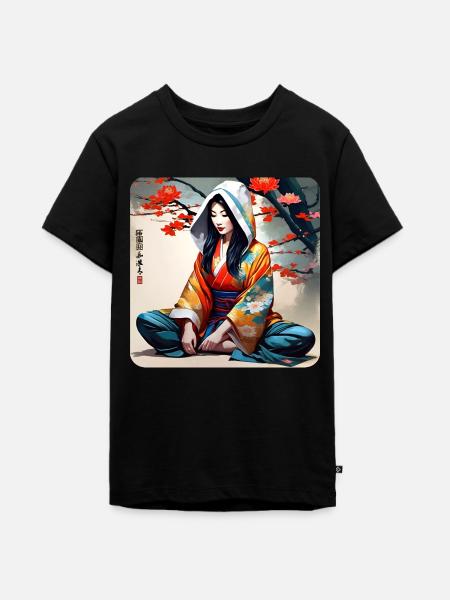 Geisha in Buddha Position - Teenager Premium Bio T-Shirt - Schwarz