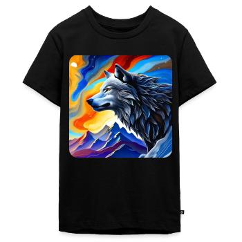 Spirit Animal Wolf - Teenager Premium Bio T-Shirt - Schwarz - Vorne - AI Model Teenager Male light (155cm)